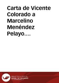 Portada:Carta de Vicente Colorado a Marcelino Menéndez Pelayo. Abril 1901