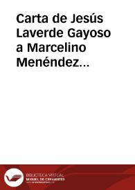 Portada:Carta de Jesús Laverde Gayoso a Marcelino Menéndez Pelayo. Lugo, 30 diciembre 1903