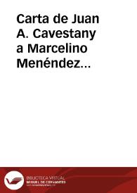 Portada:Carta de Juan A. Cavestany a Marcelino Menéndez Pelayo. Madrid, 11 noviembre 1906