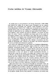 Portada:Cartas inéditas de Vicente Aleixandre / Vicente Aleixandre