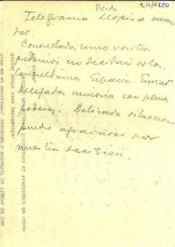 Portada:Telegrama de Rodolfo Llopis a la Minoría socialista