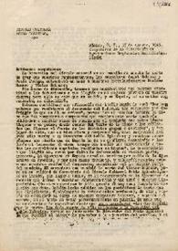 Portada:Carta del Círculo Cultural Pablo Iglesias a la Federación de Agrupaciones Regionales Socialistas. México D. F., 15 de agosto de 1945