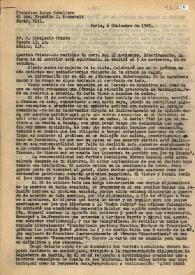 Portada:Carta de Francisco Largo Caballero a Indalecio Prieto. París, 6 de diciembre 1945