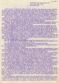 Portada:Carta de Rafael Supervía a Indalecio Prieto. 
Washington, 28 de diciembre de 1949