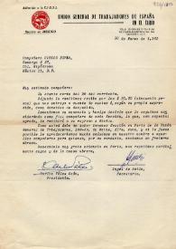 Portada:Carta de la Unión General de Trabajadores en el exilio (UGT) a Carlos Esplá. México, D. F., 30 de marzo de 1965