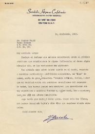 Portada:Carta de J. G. Malo a Carlos Esplá. Nueva York, 30 de diciembre de 1953