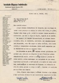 Portada:Carta de Alberto Uriarte y Jesús González Malo a Carlos Esplá. Nueva York, 6 de febrero de 1961