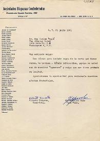 Portada:Carta de Jesús González Malo y Alberto Uriarte a Carlos Esplá. Nueva York, 31 de julio de 1961