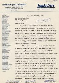 Portada:Carta de Agustín Carcagente, Alberto Uriarte y Jesús González Malo a Carlos Esplá. Nueva York, 21 de febrero de 1962
