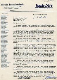 Portada:Carta de Agustín Carcagente a Carlos Esplá. Nueva York, 2 de marzo de 1962