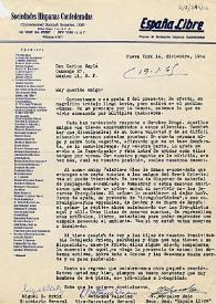 Portada:Carta de las Sociedades Hispanas Confederadas a Carlos Esplá. Nueva York, 14 de diciembre de 1964