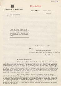 Portada:Informe confidencial de Josep Tarradellas a Carlos Esplá. 25 de junio de 1962