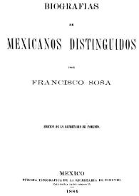 Portada:Biografías de mexicanos distinguidos / por Francisco Sosa