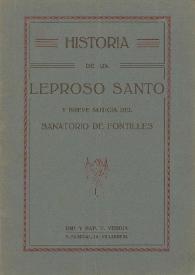 Portada:Historia de un leproso santo y breve noticia del Sanatorio de Fontilles