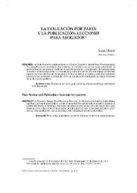 Portada:La evaluación por pares y la publicación: lecciones para abogados / Susan Haack