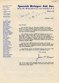 Portada:Carta de James F. Farrell a Esplá. 9 de Diciembre de 1954
