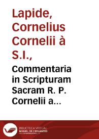 Portada:Commentaria in Scripturam Sacram R. P. Cornelii a Lapide... Tomus nonus. In ecclesiasticum / accurate recognovit ac notis illustravit Augustinus Crampon