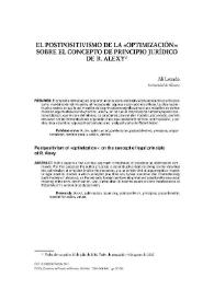 Portada:El postpositivismo de la "optimización": sobre el concepto de principio jurídico de R. Alexy / Alí Lozana Prado