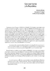 Portada:Los escritores y la República 
 / Andrés Sorel