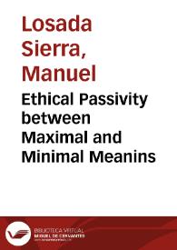 Portada:Ethical Passivity between Maximal and Minimal Meanins