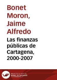 Portada:Las finanzas públicas de Cartagena, 2000-2007