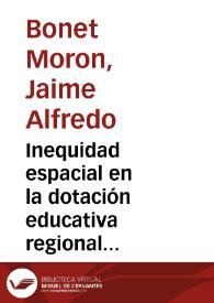 Portada:Inequidad espacial en la dotación educativa regional en Colombia