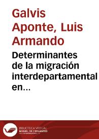 Portada:Determinantes de la migración interdepartamental en Colombia, 1988-1993