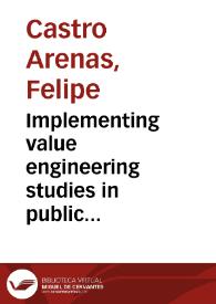 Portada:Implementing value engineering studies in public infrastructure project delivery framework