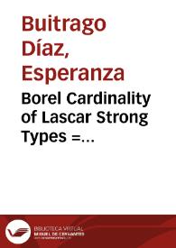 Portada:Borel Cardinality of Lascar Strong Types = Cardinalidad de Borel de los tipos fuertes de Lascar