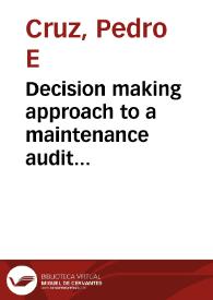 Portada:Decision making approach to a maintenance audit development
