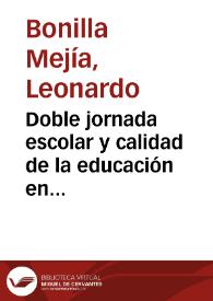 Portada:Doble jornada escolar y calidad de la educación en Colombia
