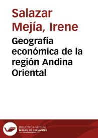 Portada:Geografía económica de la región Andina Oriental