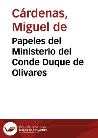 Portada:Papeles del Ministerio del Conde Duque de Olivares