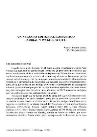 Portada:Un negocio editorial romántico (Aribau y Walter Scott) / Ana M.ª Freire López