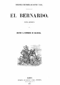 Portada:El Bernardo: poema heroico / del doctor D. Bernardo de Balbuena
