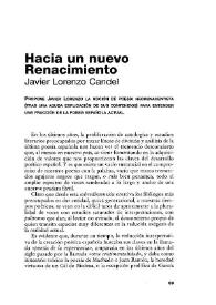 Portada:Hacia un nuevo Renacimiento / Javier Lorenzo Candel