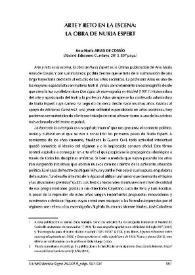 Portada:Ana María Arias de Cossío: \"Arte y reto en la escena: la obra de Nuria Espert\". Madrid: Ediciones Cumbres, 2015, 807 págs. [Reseña] / Olivia Nieto Yusta