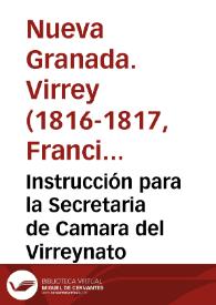 Portada:Instrucción para la Secretaria de Camara del Virreynato
