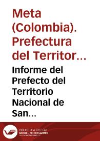 Portada:Informe del Prefecto del Territorio Nacional de San Martín
