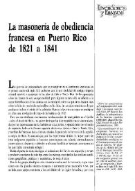 Portada:La masonería de obediencia francesa en Puerto Rico de 1821 a 1841 / José Antono Ayala