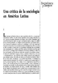 Portada:Una crítica de la sociología en América Latina / Juan Carlos Agulla