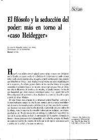 Portada:El filósofo y la seducción del poder: más en torno al \"caso Heidegger\" / Mario A. Presas