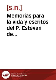 Portada:Memorias para la vida y escritos del P. Estevan de Terreros