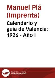 Portada:Calendario y guía de Valencia: 1926 - Año I