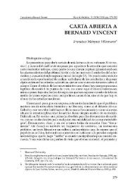 Portada:Carta abierta a Bernard Vincent / Francisco Márquez Villanueva