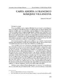 Portada:Carta abierta a Márquez Villanueva / Bernard Vincent