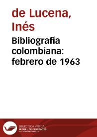 Portada:Bibliografía colombiana: febrero de 1963