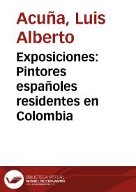 Portada:Exposiciones: Pintores españoles residentes en Colombia