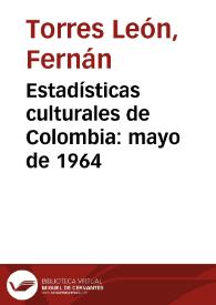 Portada:Estadísticas culturales de Colombia: mayo de 1964