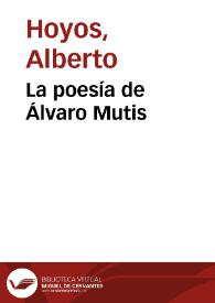 Portada:La poesía de Álvaro Mutis
